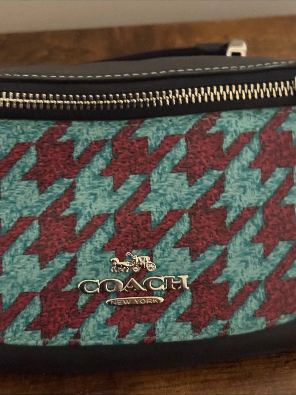 Coach Warren Belt Bag in Coated Canvas with Houndstooth Print